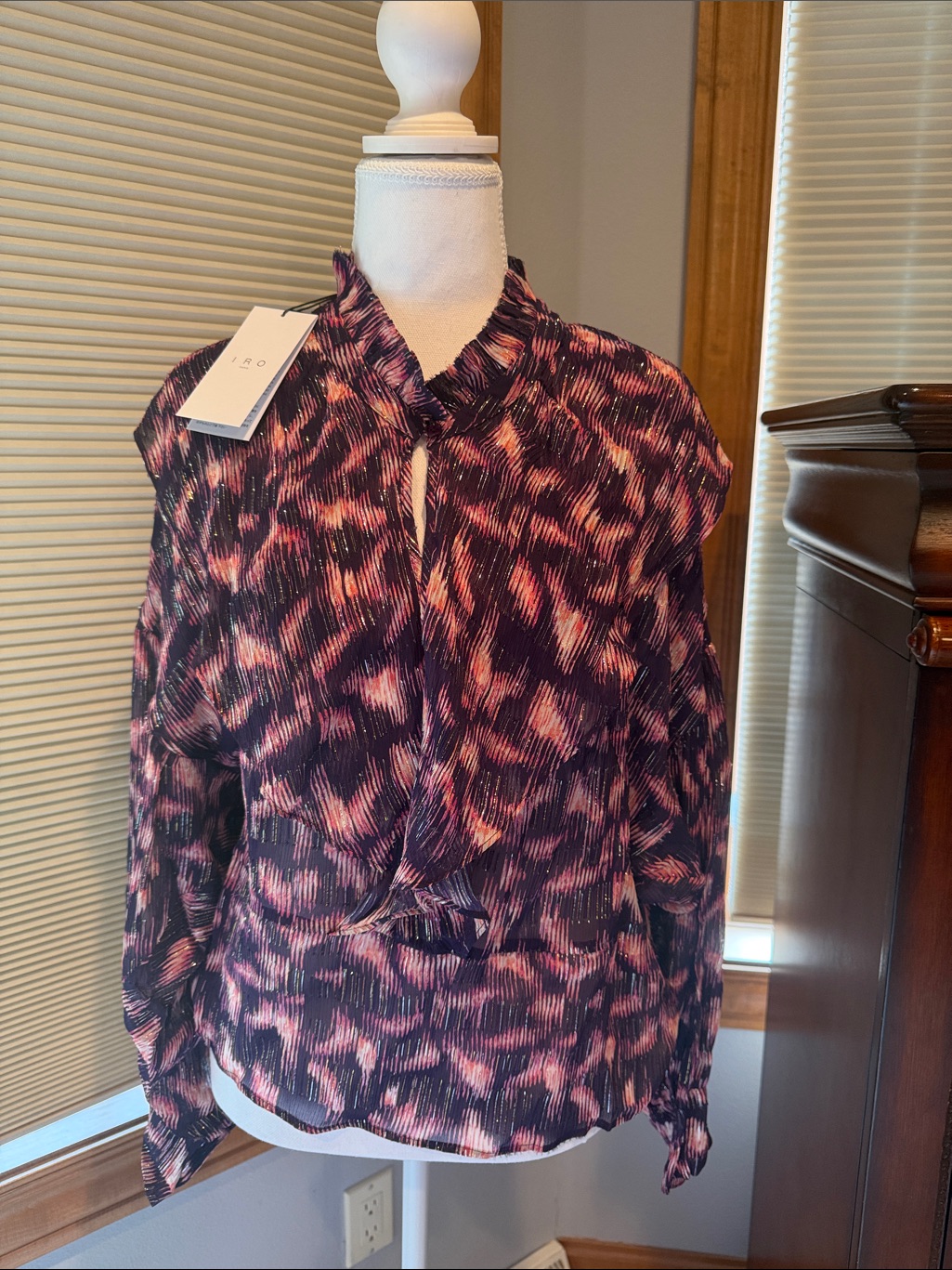 Iro Tchami Printed Metallic Top Size 34 Nwt